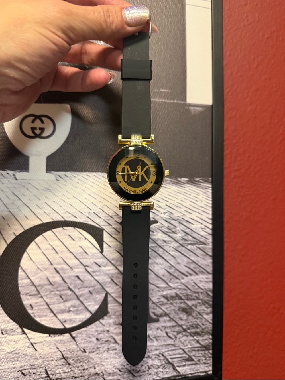 Black and Gold Men's Silicone Strap Watch